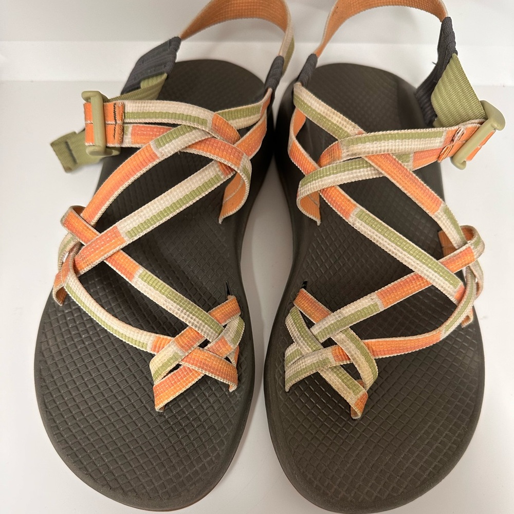 Chaco Classic Outdoor Sandals Pastel Peach Green Womens Blocboum Pear Sz 9